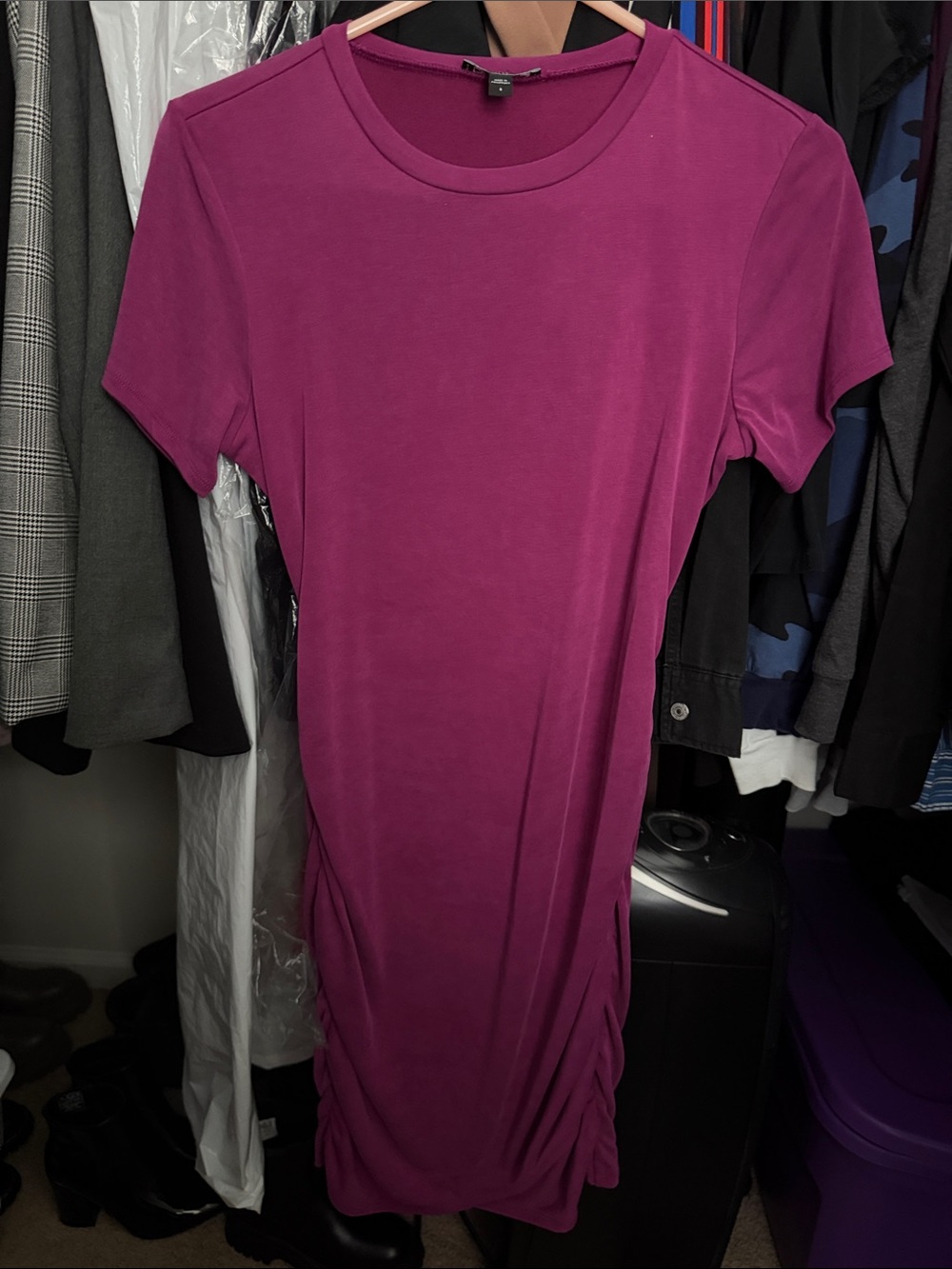 Express Crewneck Short Sleeve Dress in Magenta